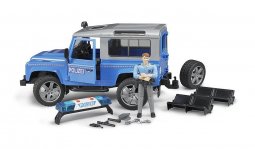 Bruder Land Rover Defender-polisfordon med polisman